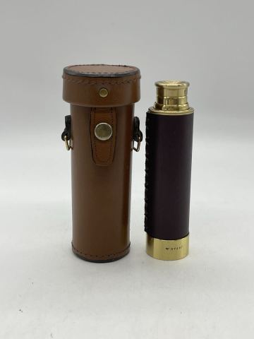 希少 TASCO 真鍮製 単眼鏡 25&times;30mm 6AG 革巻き スパイグラス 純正ケース付 ヴィンテージ 1円スタート タスコ