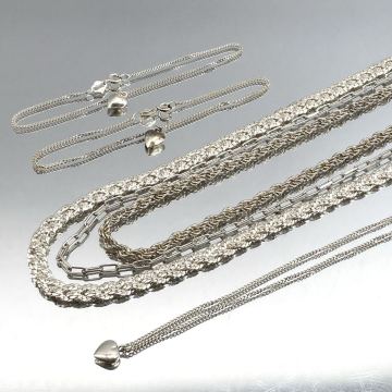 ■シルバーアクセサリーおまとめ■ d 約53.8g ネックレス ブレスレット ロープ 喜平 チェーン ハートモチーフ ITALY silver 925 /EA5 C303