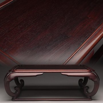 FE116 時代 紫檀 唐木長方花台 幅41.5cm 木箱附・唐木卓・香炉台・飾台・盆景台・盆栽台・盆器台 伝統工芸 古美術