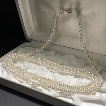 【テリ強/超ロング】あこや真珠 約5.5-6.0mm ネックレス 3連 ベビーパール シルバー金具 Pearl necklace アコヤ 本真珠 パール 517-2912540