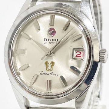 美品 稼働品 RADO ラドー Green Horse グリーンホース 30石 343942/345602/11674 赤デイト 自動巻/AT シルバー ヴィンテージ 