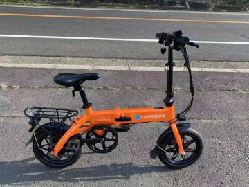 【動作確認済】 1円～SAMEBIKE ディスク式折り畳みフル電動自転車 36V 7.8Ah 350W 14インチ アクセル付 ウインカー付 低走行距離498km 0098