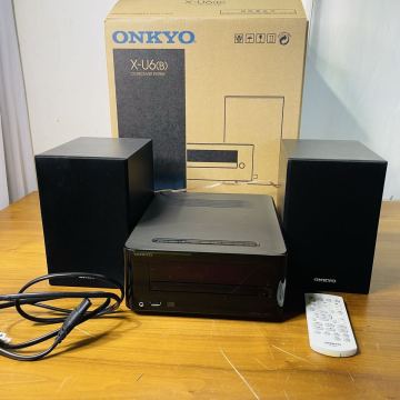 【mh/12.7/6】 ONKYO オンキョー ミニコンポ ネットワークCDレシーバー CR-U6 ペアスピーカーD-U6 オーディオ機器 リモコン付き