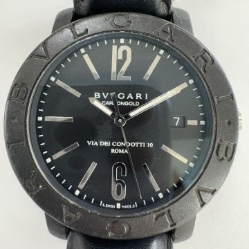 ★1円スタート★BVLGARI ブルガリ ブルガリブルガリ カーボンゴールド メンズ 腕時計 BB40CL 自動巻き 稼働 黒文字盤 ベルト純正 OB1692