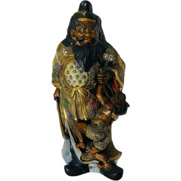 仏教美術/古九谷/「餓鬼と鍾馗」/鍾馗像/高:31cm/九谷焼/細密彫刻/置物/オブジェ/仏像/菩薩/如来/骨董/古美術/美術品/時代物