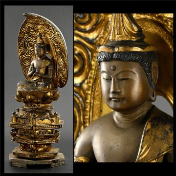 【永】d051【兵庫県の図書館や博物館の館長を歴任された歴史研究家遺族委託品】室町時代玉眼大日如来座像　美仏像伝世品　仏教美術