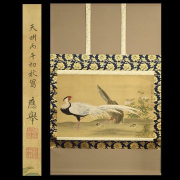 【永】b132【兵庫県の図書館や博物館の館長を歴任された歴史研究家遺族委託品】掛軸 円山応挙 鳥図幅 人物画花鳥画日本画古画