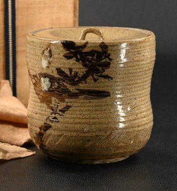 【永】c336【兵庫県の図書館や博物館の館長を歴任された歴史研究家遺族委託品】江戸時代　京焼水指　（伝）柴田是真筆　無名