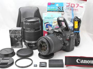 ★【初心者におすすめ 動作確認済み〇 美品】 Canon EOS Kiss X7 ★ EF-S18-55mm IS STM EF-S55-250mm IS ★ microSD4GB ボディケース付き