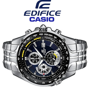 入手不可能 新品1円 カシオEDIFICE 上位機種 1/20秒クロノグラフ 立体フェイス100m防水ダークブルー CASIO 腕時計 メンズ 激レア日本未発売