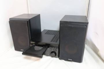 ③DENONデノン/CDレシーバーRCD-M41◆スピーカー左右ペアUSC-MA5set◆Bluetoothブラック系/電源コード/スピーカーコード付き◆通電確認OK