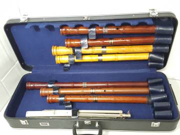 【初だし】牧本楽器謹製 飛鳥 ほか 尺八 7点セット/ハードケース付き/和楽器/竹製/銘木/和田謹製/都山流/山有/02SH120902-14