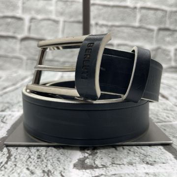 【最高級】Berluti ベルルッティ ベルト ハトメピン レザー 本革 ブラック 黒 シルバー金具 ビジネス メンズ 紳士 3cm幅 90サイズ N1128