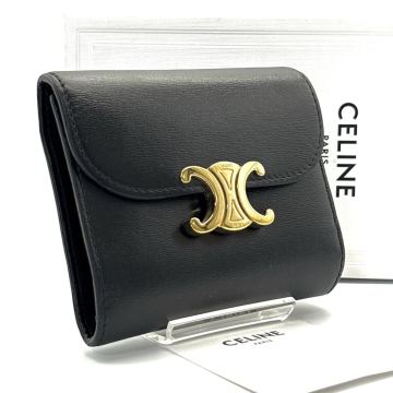 現行◆極美品◆CELINE 三つ折り財布 トリオンフ 黒 ブラック