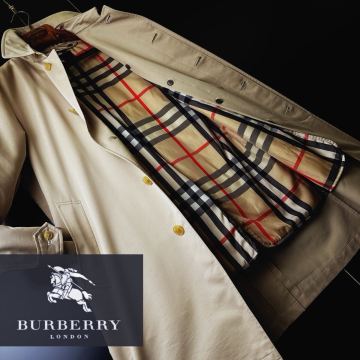j58 綺麗●気絶級光沢!!!!●18万●BURBERRY LONDON●最高級ステンカラーコート　バーバリーコート メンズ　M ライナー付き メガチェック