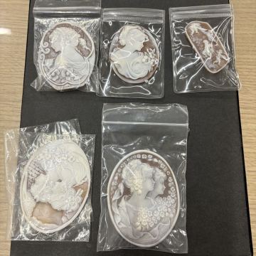 cameo shell アンティーク シェルカメオ カメオ ブローチ 貴婦人　5個セット