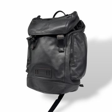 【極美品】 COACH コーチ リュック バックパック デイパック 大容量 ビジネス A4 レザー 黒 ブラック ロゴ型押し 通勤 メンズ