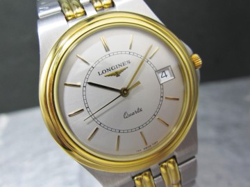 極美品　ガラス無傷　ロンジン LONGINES 腕時計 デイト フラッグシップ　メンズ　デイト　ロンジン純正コンビブレス