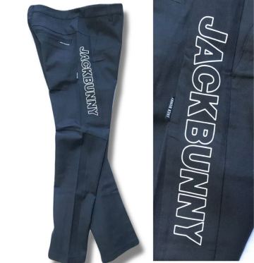 ▲B586新品【メンズ4/MーL】黒 Jack Bunny ジャックバニー パーリーゲイツ コットンツイル ストレッチ ロゴパンツ GOLF オールシーズン　2