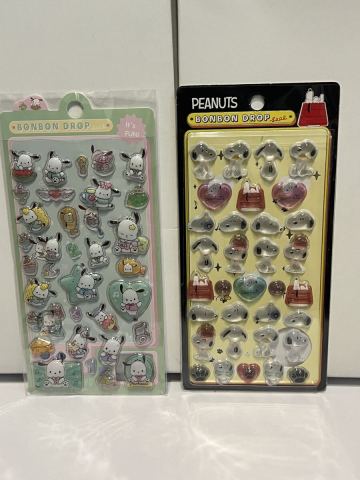 スヌーピー　ぽちゃこ ボンボンドロップシール２枚セット