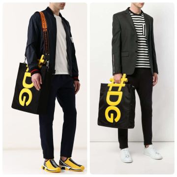 1円スタート 美品 DOLCE&GABBANA ハッシュタグ インスタ デカロゴ 2way ショルダーバッグ トートバッグ 大容量 メンズ ドルチェ&ガッバーナ