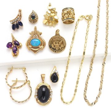 おたからや◆K14相当ジュエリーおまとめ《30.1ｇ》 石付ペンダントトップ,地金チェーン等（1点磁性あり） 【C-YA02803】