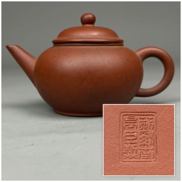 中国美術 荊渓恵孟臣製 単孔口 唐物 朱泥 急須 紫砂 後手急須 茶注 宜興 古陶磁工芸 古美術品 書 時代品 古玩 茶心壺 90g
