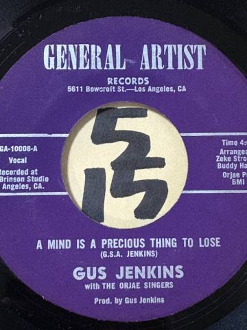 試聴 GUS JENKINS A MIND IS A PRECIOUS THING TO LOSE 両面EX MODERN BLUES45 アラバマ・ブルースマン Zeke Strong編曲 1968 FUNKY DRUMS