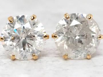 【8760E】K18 天然ダイヤモンド 計1.00ct/0.50ct/0.50ct/0.64g ピアス