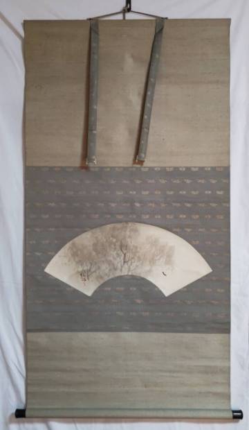 B20★【掛軸】【詳細不明】『扇面圖』紙本　合箱★
