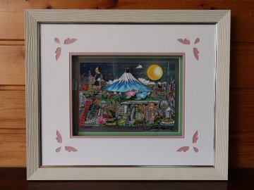 【青宝】112801チャールズ・ファジーノ「Lovehy.Mt.Fuji」3D版画　シルクスクリーン52/100直筆サイン　額装（4392989/190）
