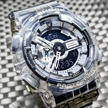 G-SHOCK GA-110 スケルトンツートンカラー ベゼル・ベルト アナデジ ゴールド + メタル遊環 [電池新品] - 送料: 230円~