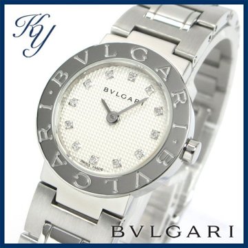 1円～ 3ヶ月保証付き 磨き済み 美品 本物 定番 人気 BVLGARI ブルガリ BB23SS ロゴ入り ダイヤ シルバー レディース 時計