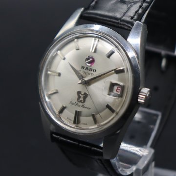 希少57石 OH済 RADO Golden Horse ラドー ゴールデンホース 11675 自動巻き タツノオトシゴ 赤デイト 新品革ベルト アンティーク メンズ