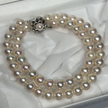 照り良し!! アコヤ真珠 パール ネックレス 7.91mm SILVER刻印 37g 44cm ホワイト系 レディース アクセサリー ジュエリー pearl necklace