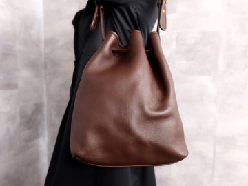 ●超美品●COACH オールド コーチ●USA製●9165●高級 カーフ レザー●巾着 ショルダー バッグ●ダークブラウン●ヴィンテージ●B5●Js6332