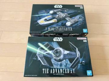 ☆【極美品】　2個セット バンダイスピリッツ 1/72 Yウィング スターファイター＆タイ・アドバンスドX1 スター・ウォーズ プラモデル☆