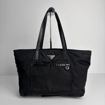 1円スタート 美品 PRADA プラダ トートバッグ ハンドバッグ ビジネス ナイロン サフィアーノレザー 黒 ブラック 肩掛け A4収納可能
