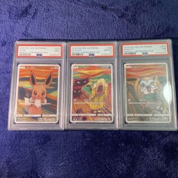 PSA鑑定品　ムンク　イーブイ　コダック　モクロー　3枚セット　ムンク展　ポケモンカード プロモ SM-P