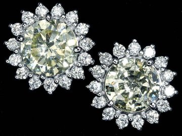 IVL17391SS【1円～】新品【RK宝石】《Diamond》極上イエローダイヤモンド 特大 1.00ct / 1.00ct!! K18WG 超高級 一粒ダイヤ ピアス ダイヤ