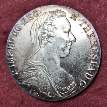 銀貨 1780年　マリア・テレジア女帝　1ターラー銀貨　オーストリア女大公 オーストリア帝国 硬貨 古銭 貿易銀 コイン 蔵品　骨董 大型銀貨
