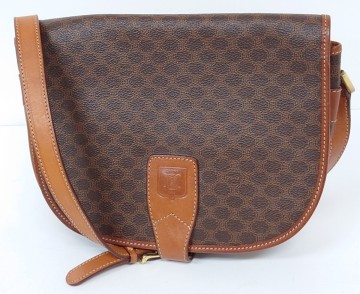 【N634-1】 美品 CELINE ショルダーバッグ JMB12 マカダム柄 セリーヌ ハンドバッグ レザー ブラウン系 ブランド カバン