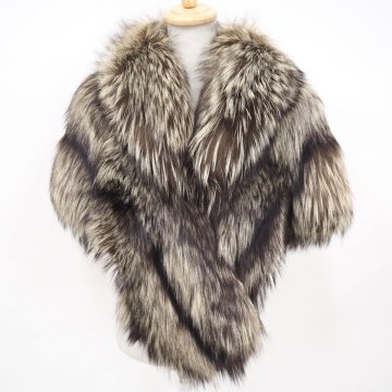 高級毛皮【 ￥1000～ / 銀 SAGA FOX / 大き目サイズ / 和洋装OK 】◆美品 ◆フォックス ◆ショール 幅50cm丈&times;長さ172cm ◆シルバー ◆G510