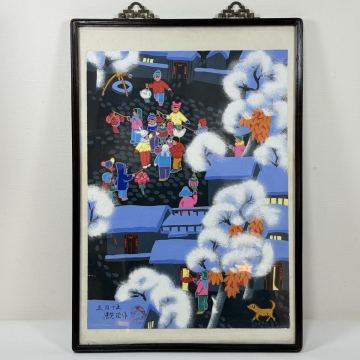 CBX- 中国古美術 時代物 模写 絵画 中国画 紙本 年画 額入 