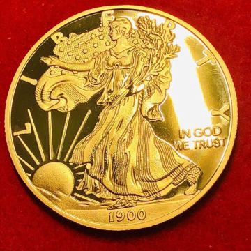 外国古銭　1900年　ウォーキング・リバティ　イーグル　アメリカ　骨董品　蔵品　古銭 金貨　コレクション 大型金貨　カプセル付き