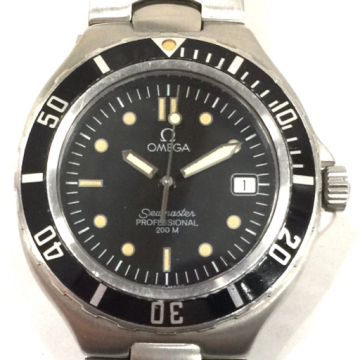 1円 オメガ シーマスター プロフェッショナル 200ｍ クォーツ 腕時計 デイト ブラック文字盤 純正ブレス 未稼働 OMEGA