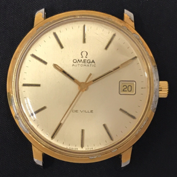 オメガ デビル デイト 自動巻 オートマチック 腕時計 フェイスのみ TOOL107 ゴールドカラー文字盤 メンズ 稼働 OMEGA