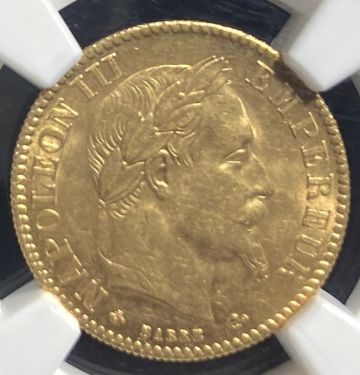 【ナポレオン三世】フランス 金貨 1864 10フラン NGC MS62