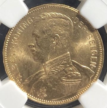 ベルギー 金貨 1914 20フラン NGC MS64
