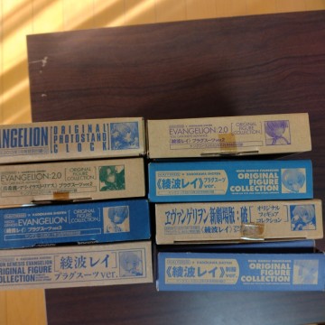 綾波レイ ミニフィギュア ヤングエース付録７種 &カードケース ストラップ トランプ? 枕カバー うちわ 扇子　マリ　エヴァンゲリオン 